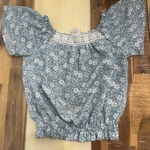 Floral Blue Kids Blouse